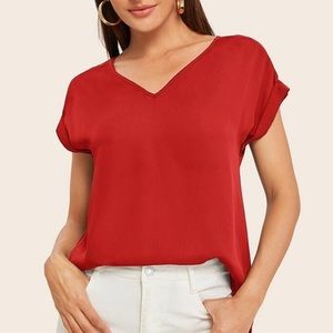 V Neck High Low Hem Top